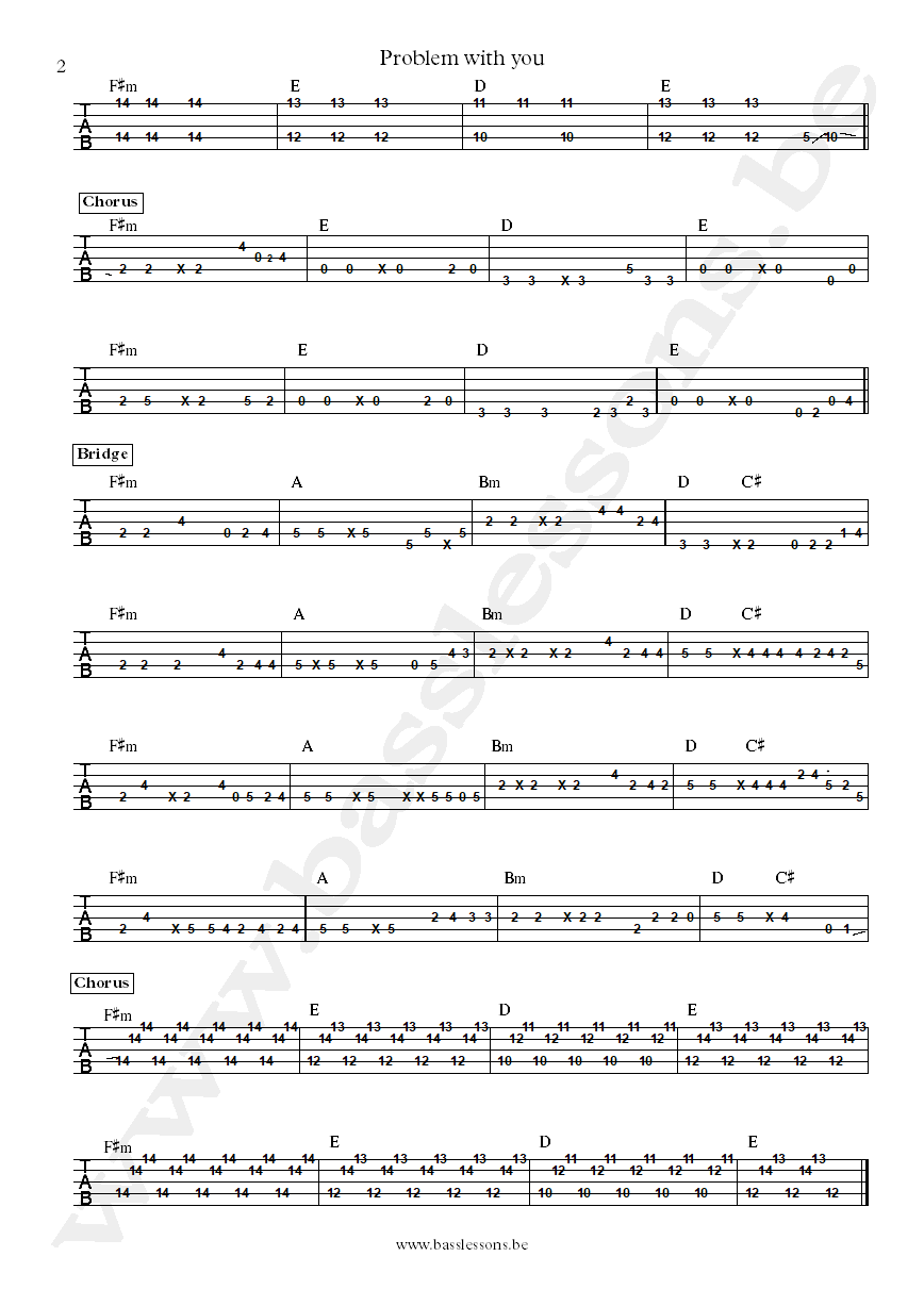 Sabrina Claudio Problem with you bass tab part 2