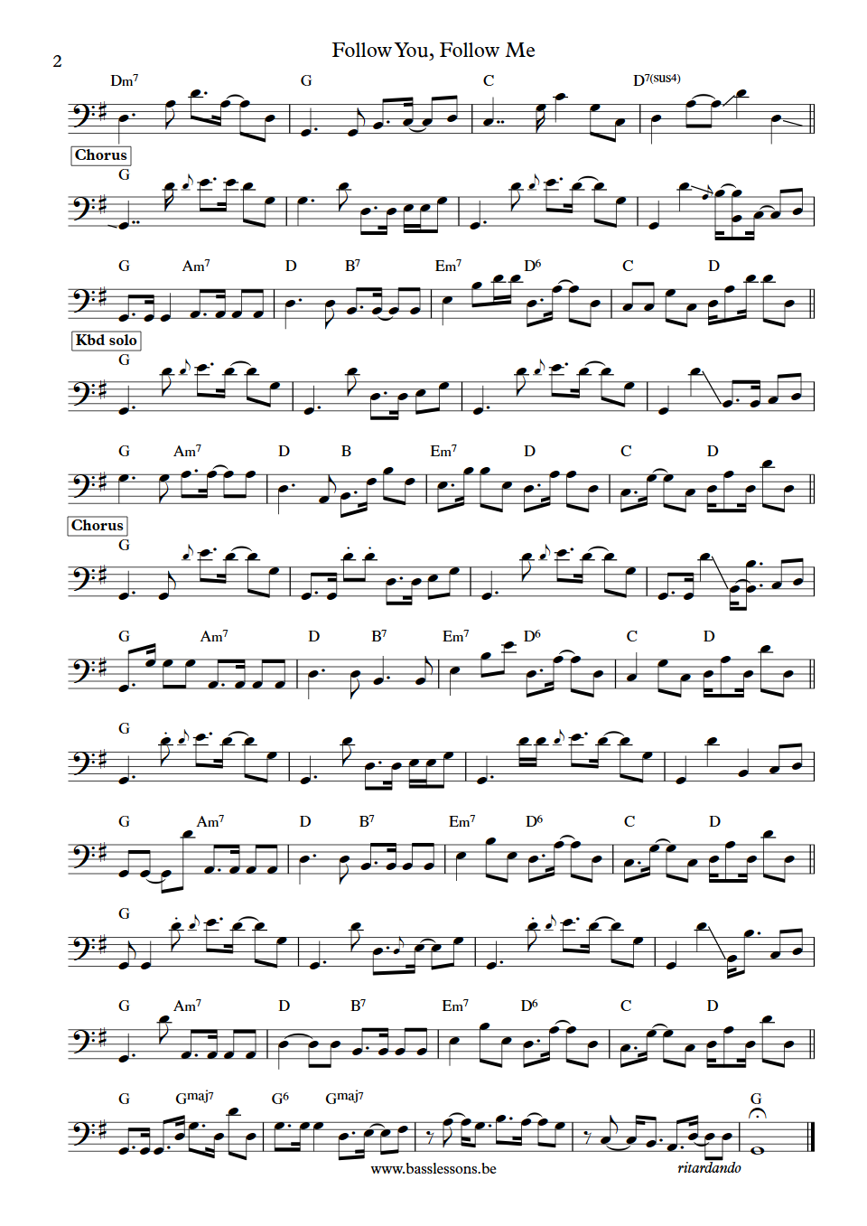 Genesis Follow you, follow me Daryl Stuermer bass transcription part 2