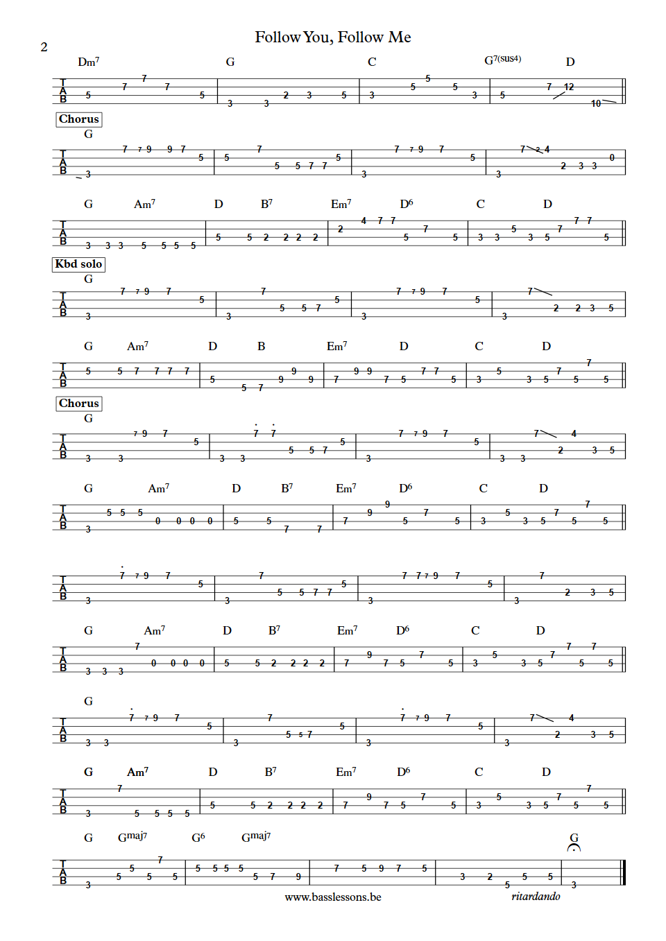 Genesis Follow you, follow me Daryl Stuermer bass tab part 2