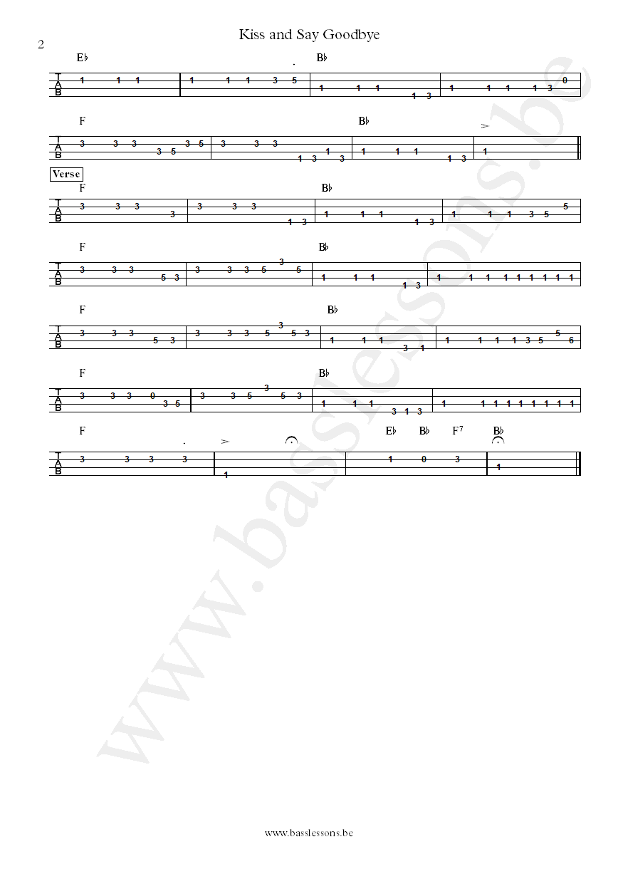 The Manhattans Kiss and say goodbye bass tab part 2