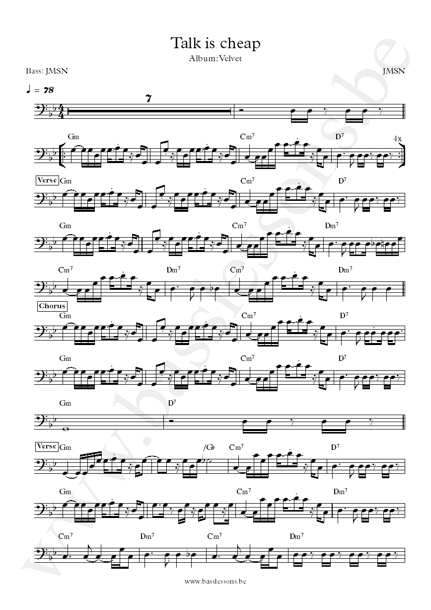 JMSN Talk is cheap bass transcription