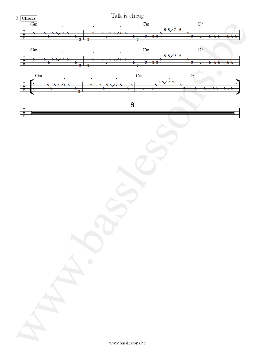 JMSN Talk is cheap bass tab part 2
