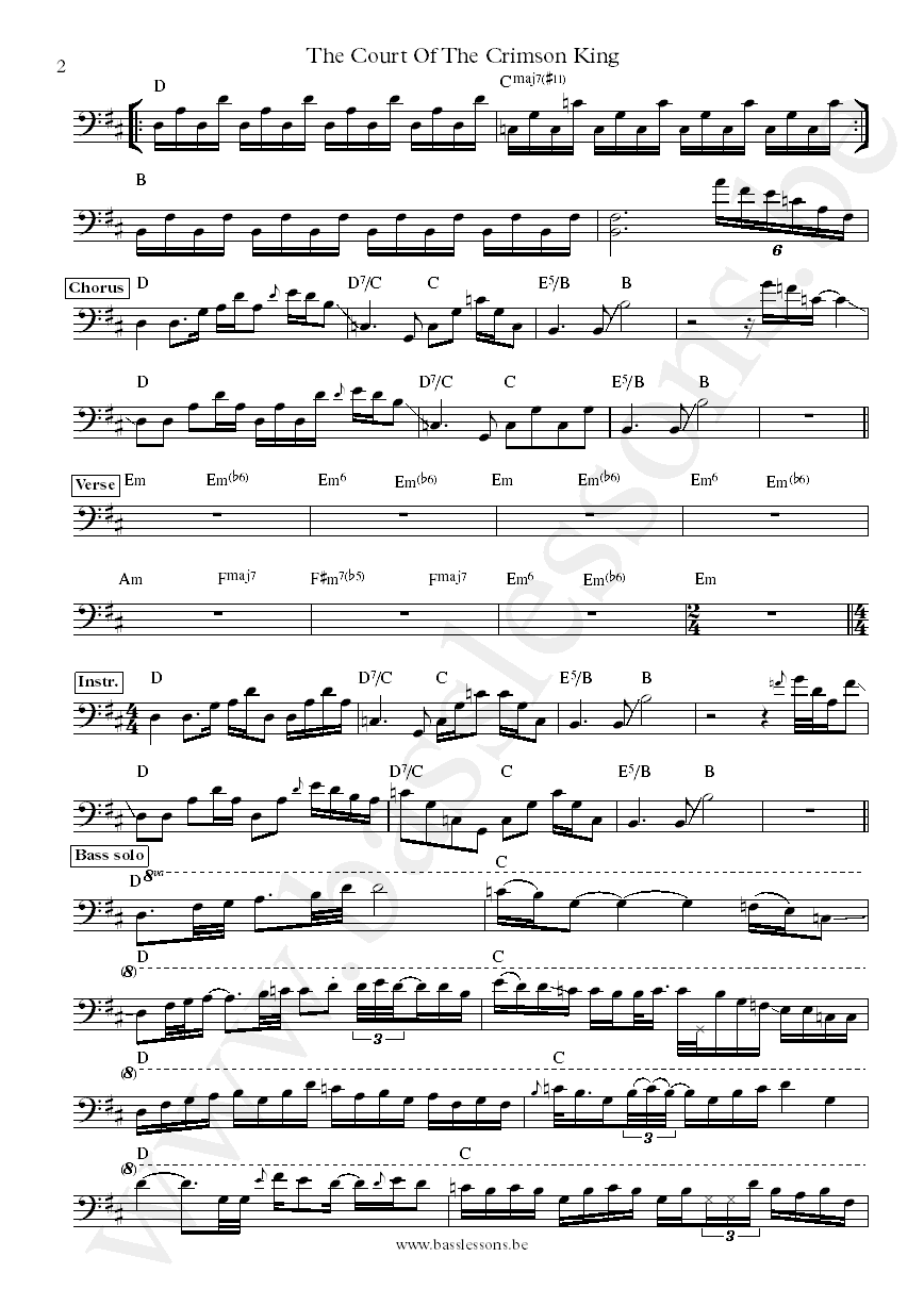 The Claypool Lennon Delirium The Court Of The Crimson King Les Claypool bass transcription part 2