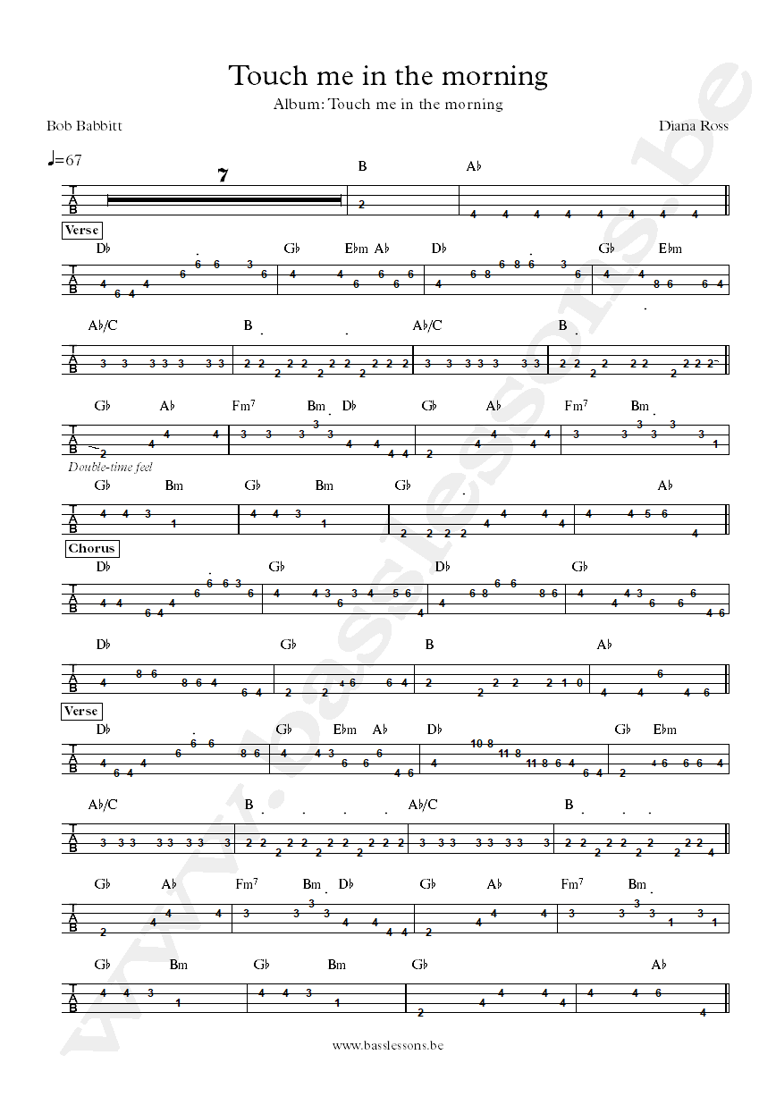 Diana Ross Touch me in the morning Bob Babbitt bass tab