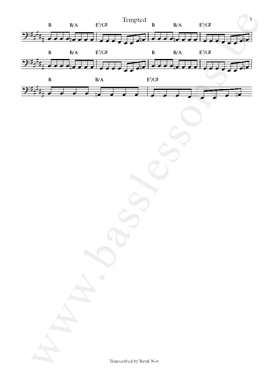 Squeeze Tempted John Bentley bass transcription part 3