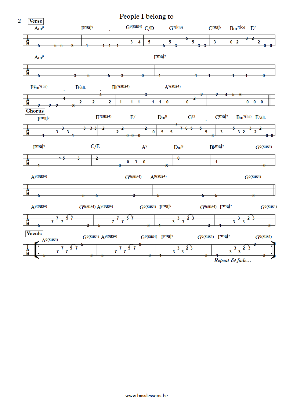 Gino Vannelli People I belong to Jimmy Haslip bass tab part 2