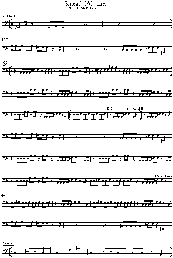 Robbie Shakespeare bass transcription