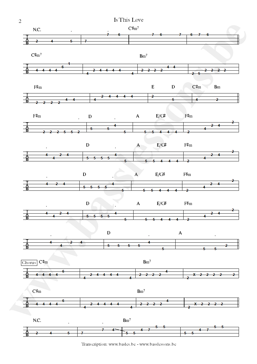 Bob Marley is this love bass tab part 2