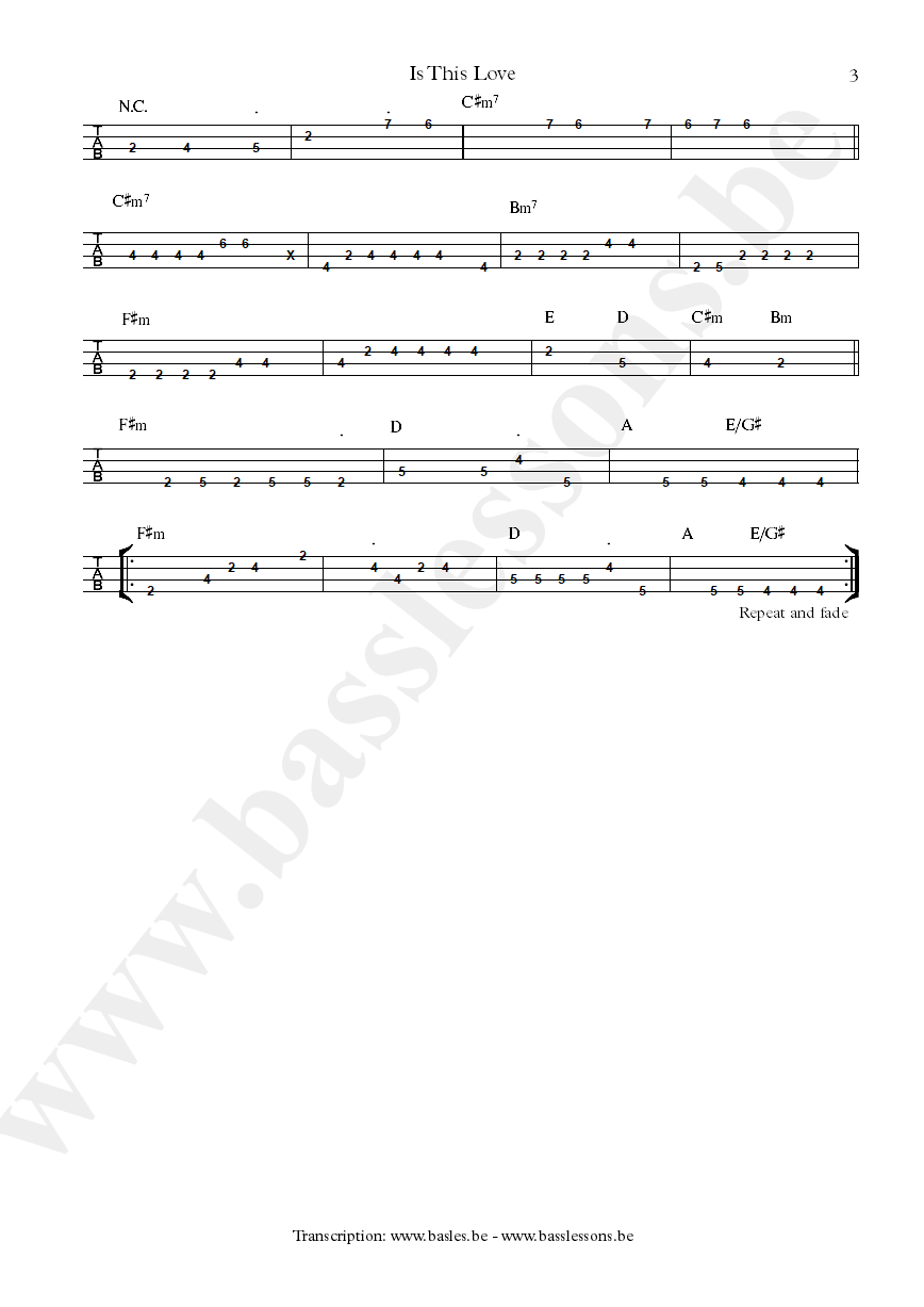 Bob Marley is this love bass tab part 3