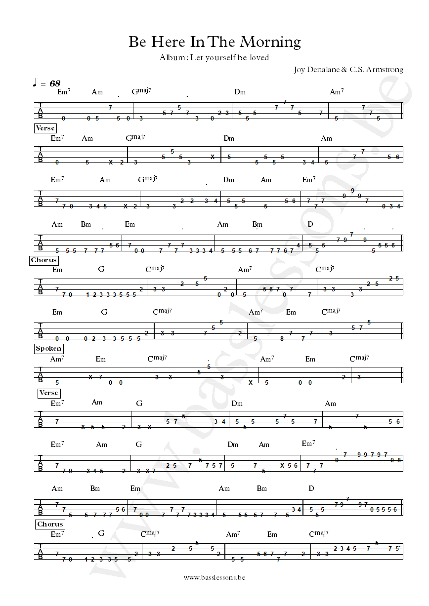 Joy Denalane Be Here In The Morning bass tab