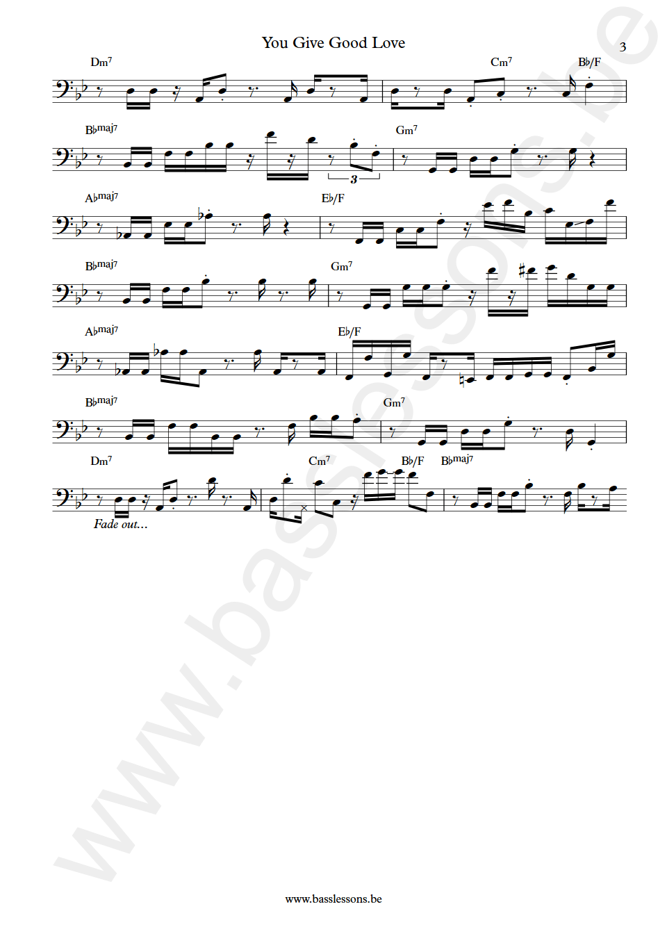 Whitney Houston You give good love bass transcription part 3