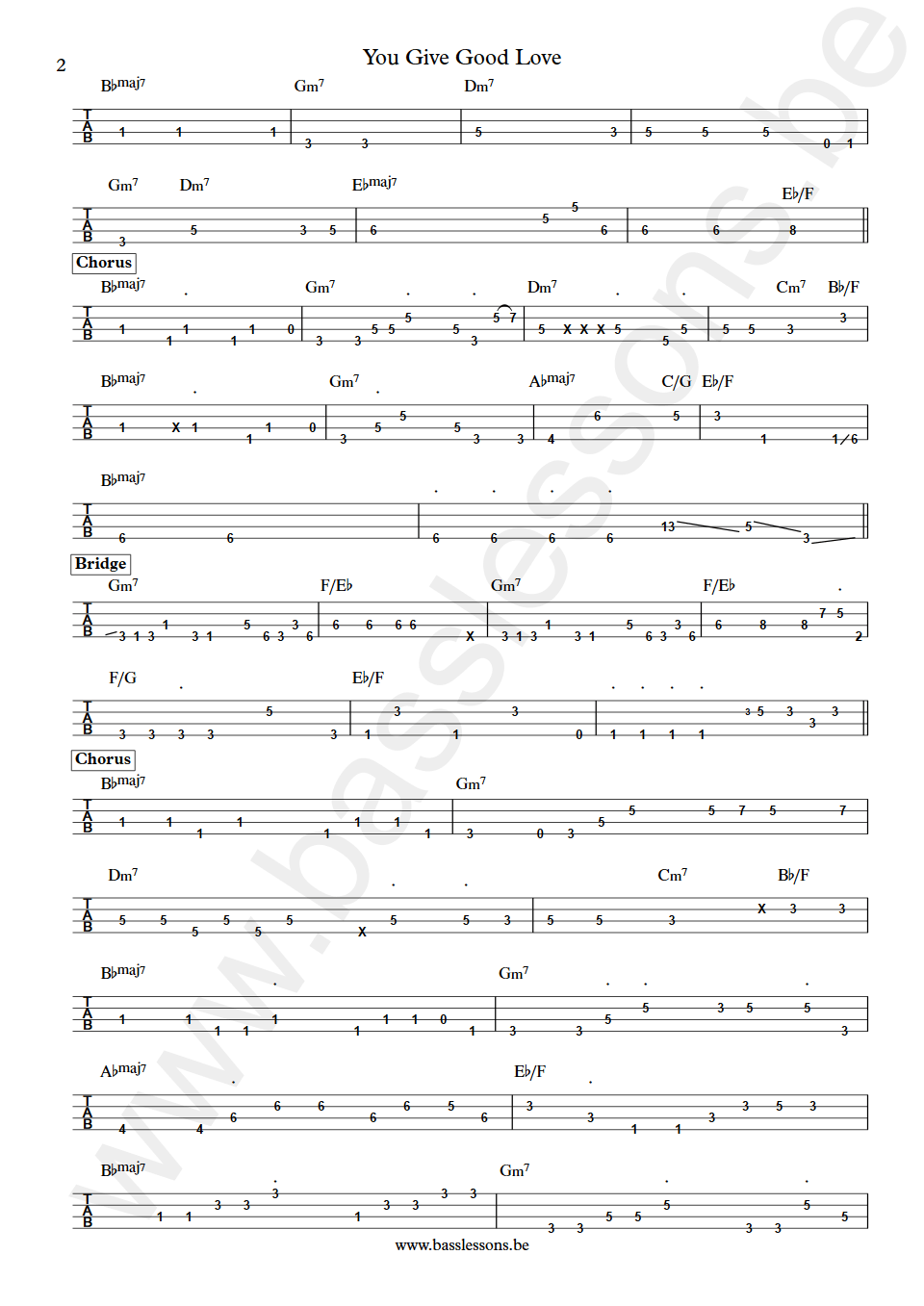 Whitney Houston You give good love bass tab part 2