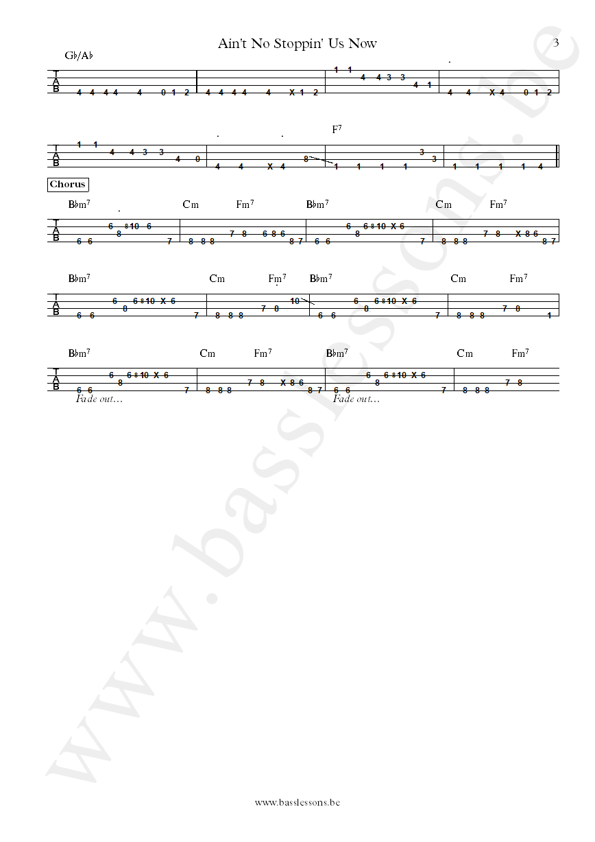 McFadden & Whitehead Ain't No Stoppin Us Now James Williams bass tab part 3