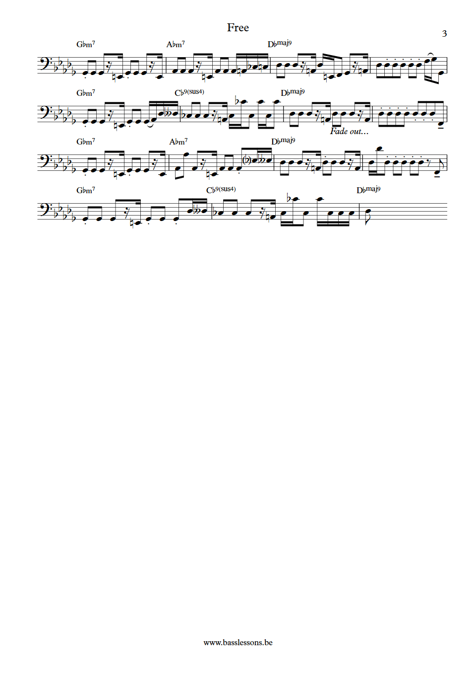 Deniece Williams Free Verdine White bass transcription part 3