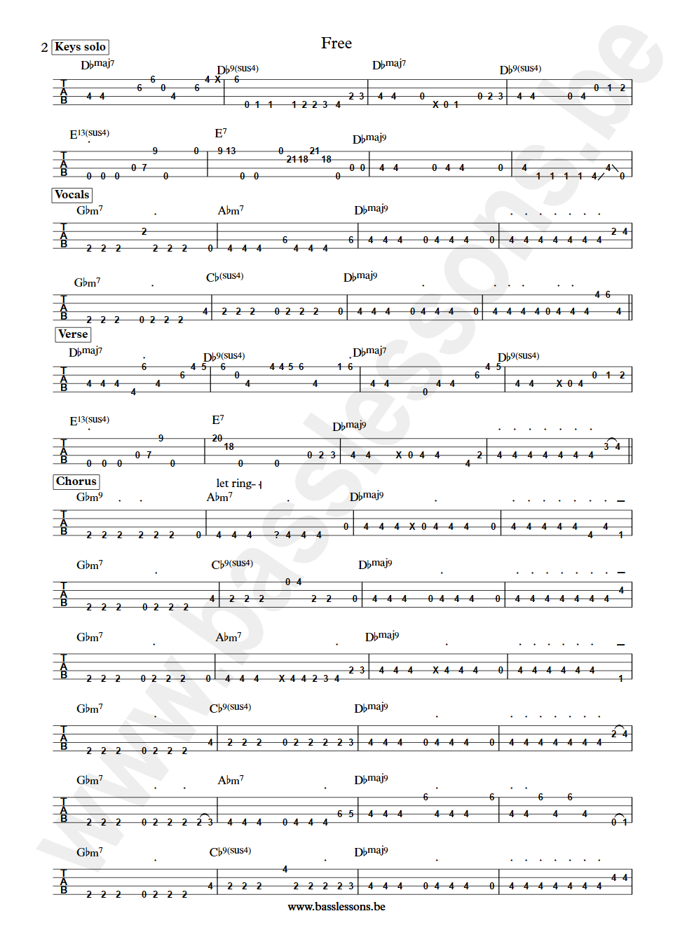 Deniece Williams Free Verdine White bass tab part 2