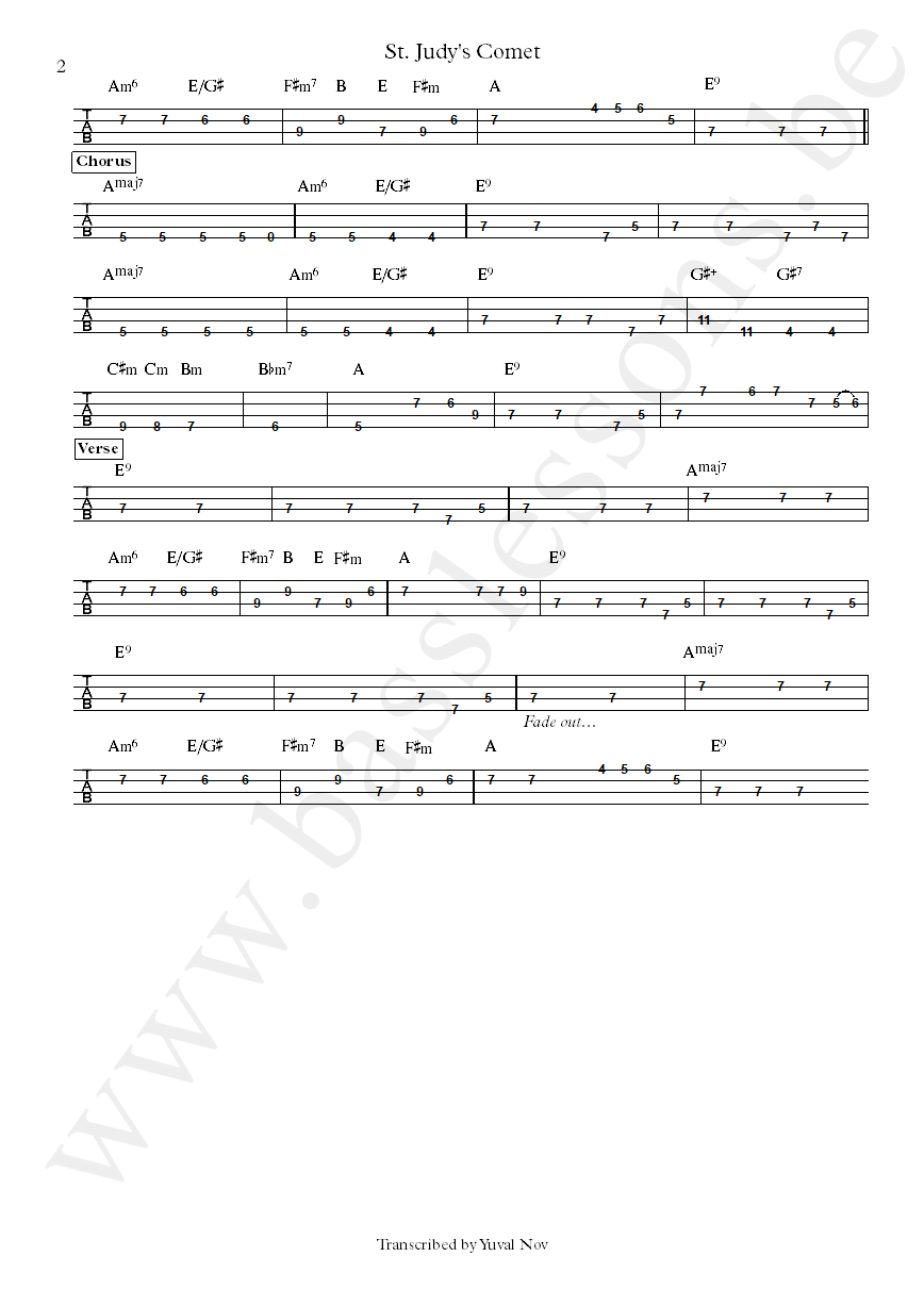 Paul Simon St. Judys Comet David Hood bass tab part 2