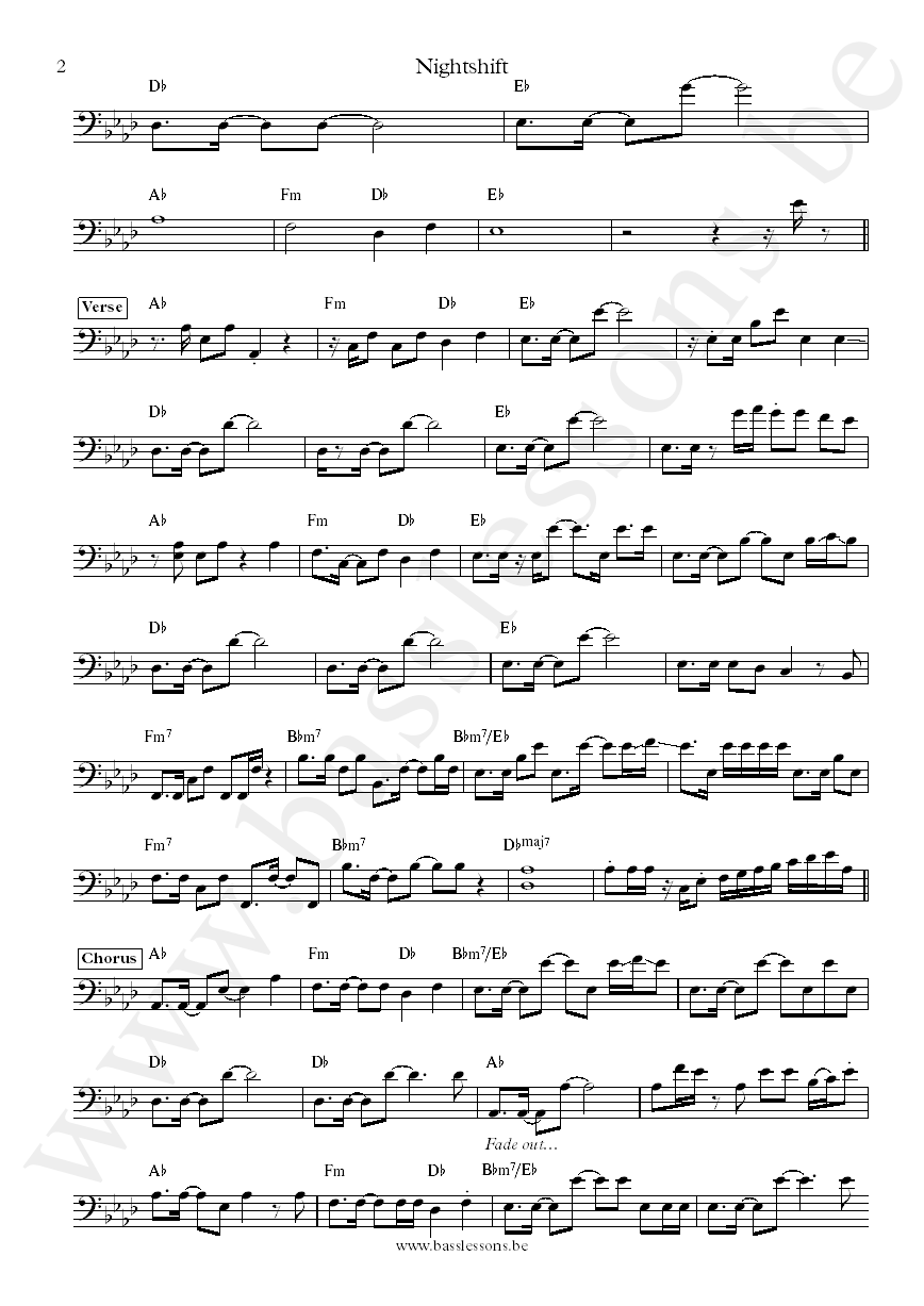 Commodores Nightshift Ronald LaPread bass transcription part 2