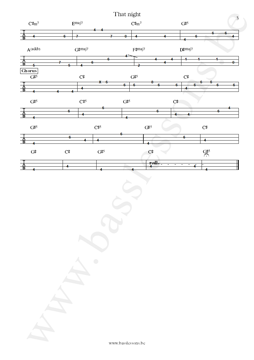 Jazzanova feat. Clara Hill That Night Paul Kleber bass tab part 3