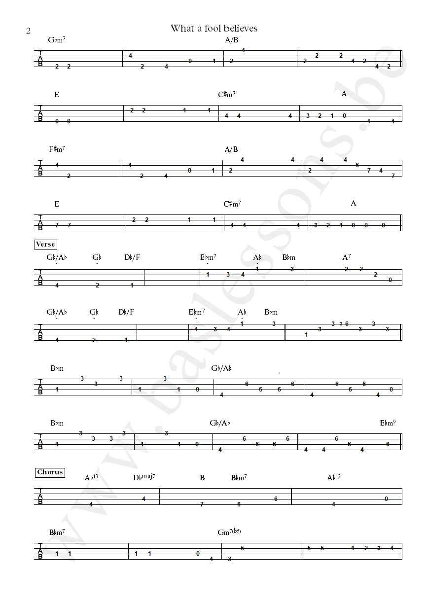Doobie Brothers What a Fool Believes Tiran Porter bass tab part 2