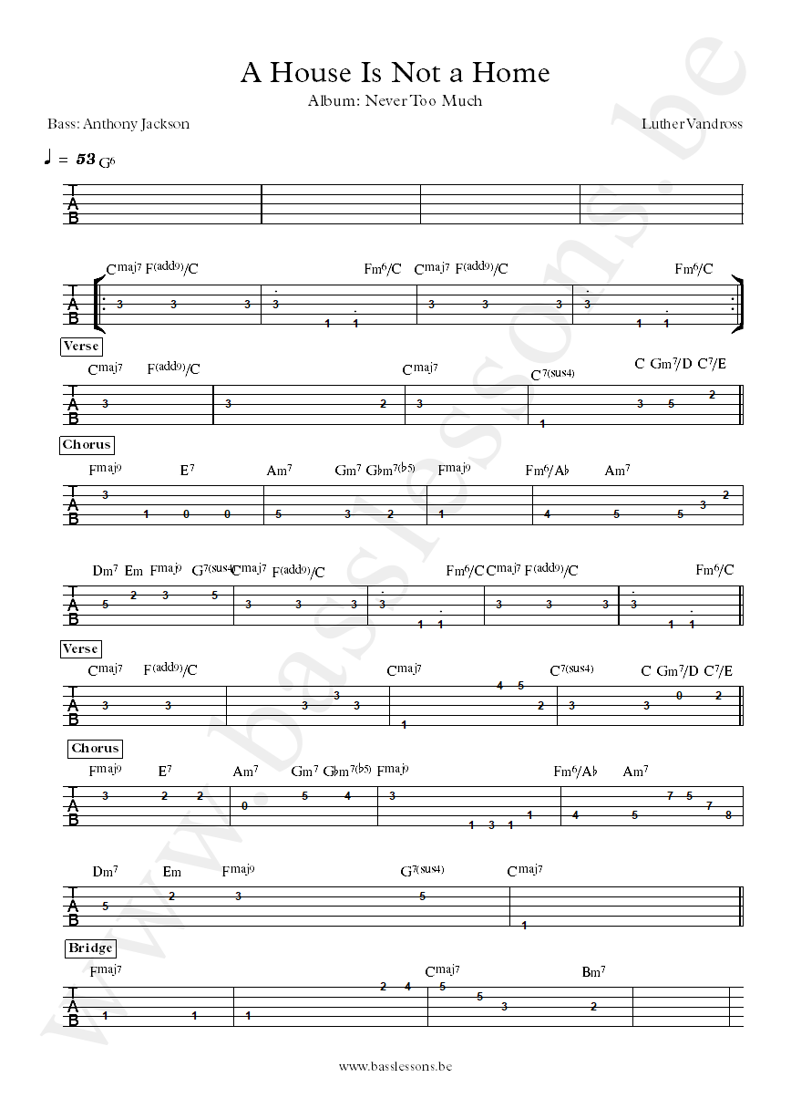 Luther Vandross A House Is Not a Home Anthony Jackson bass tab