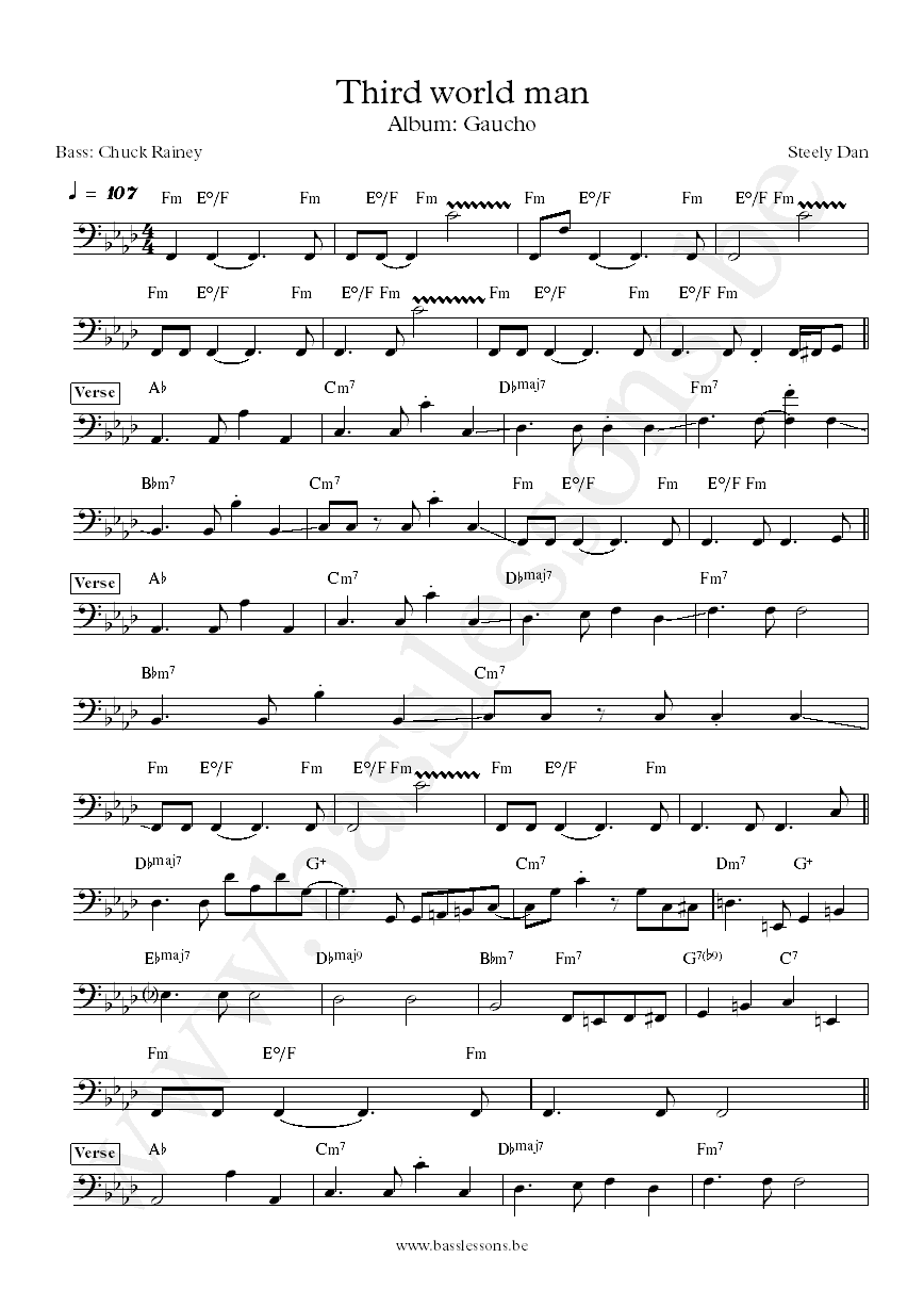 Steely Dan Third World ManChuck Rainey bass transcription