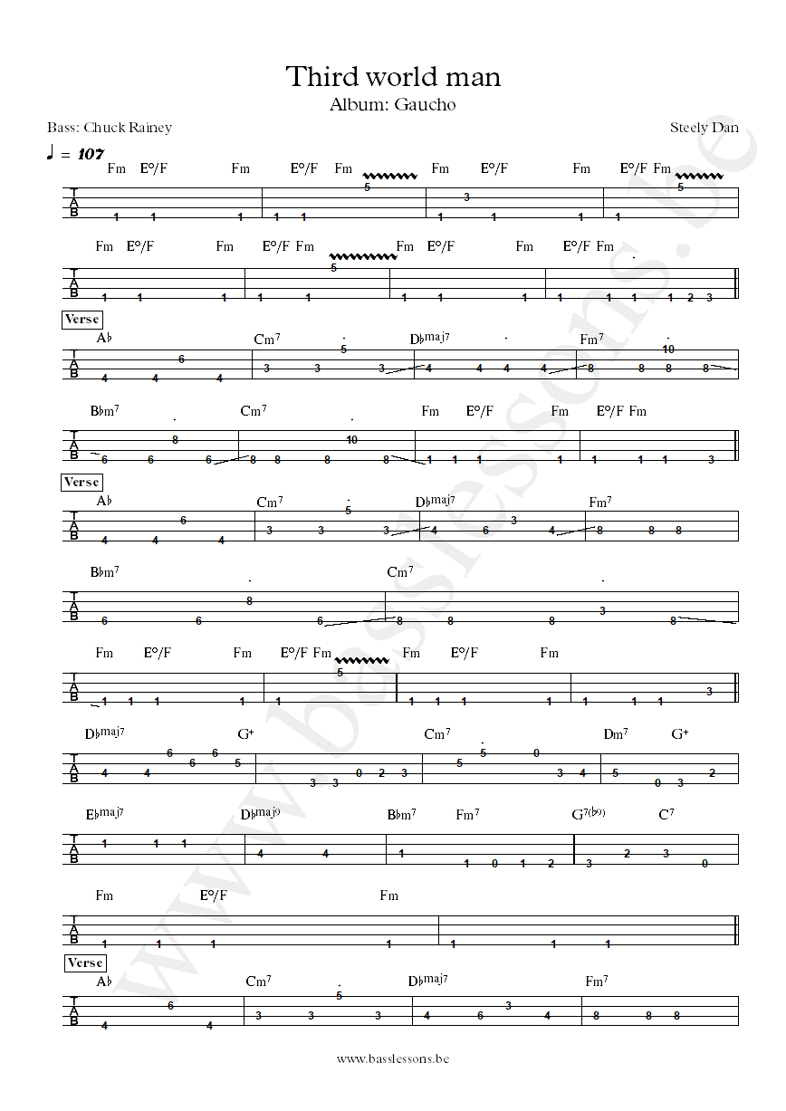 Steely Dan Third World ManChuck Rainey bass tab