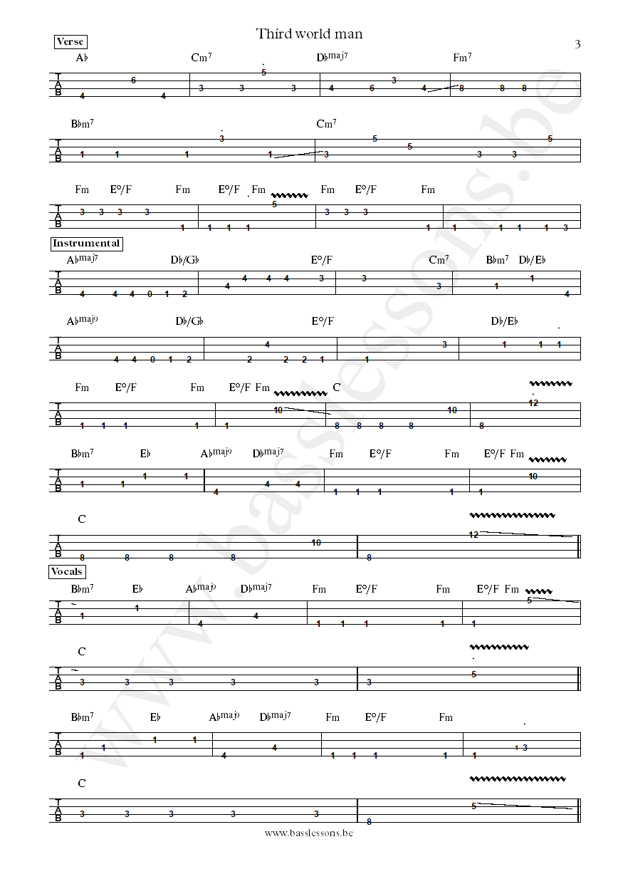 Steely Dan Third World ManChuck Rainey bass tab part 3