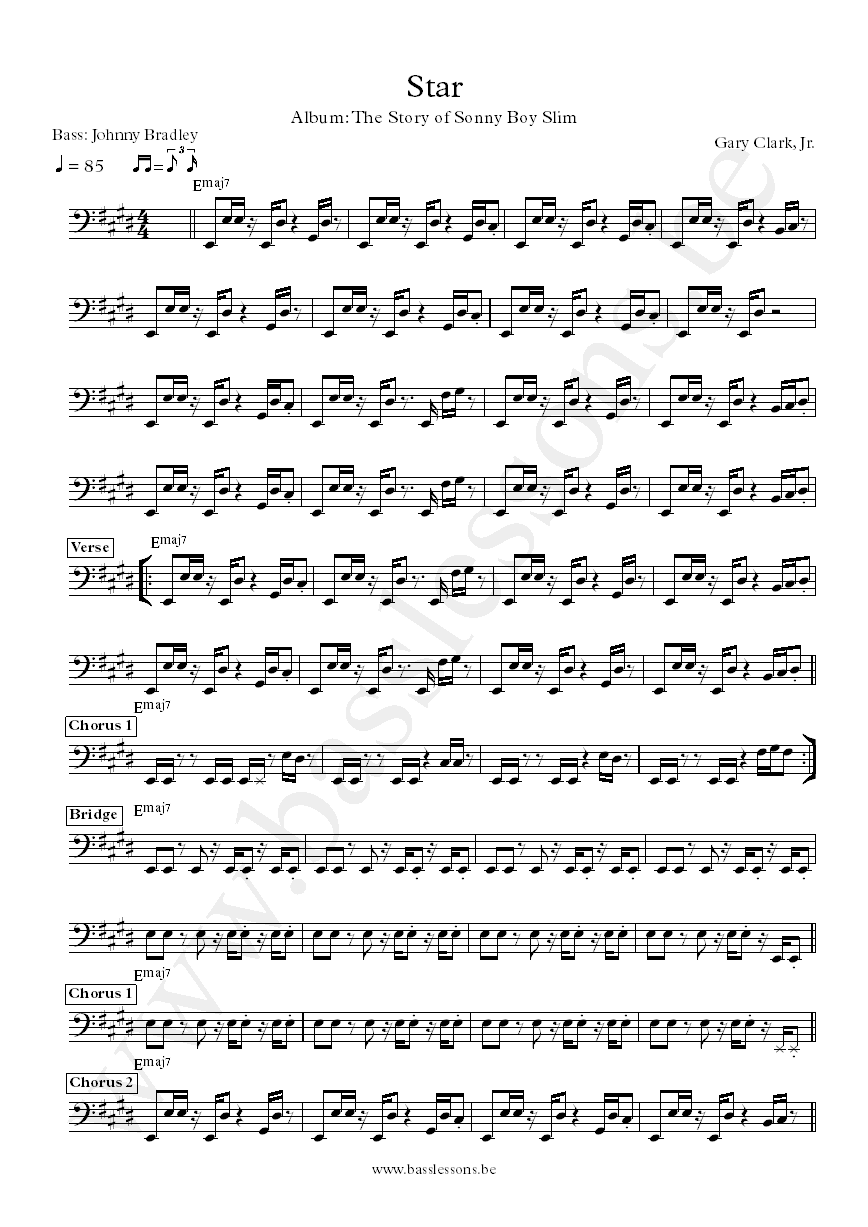 Gary Clark Jr Star Johnny Bradley bass transcription