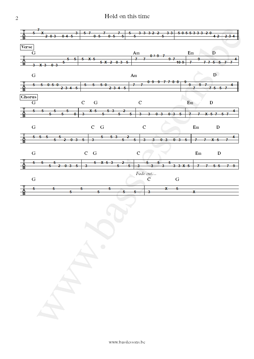 Fontella Bass Hold on this time bass tab part 2