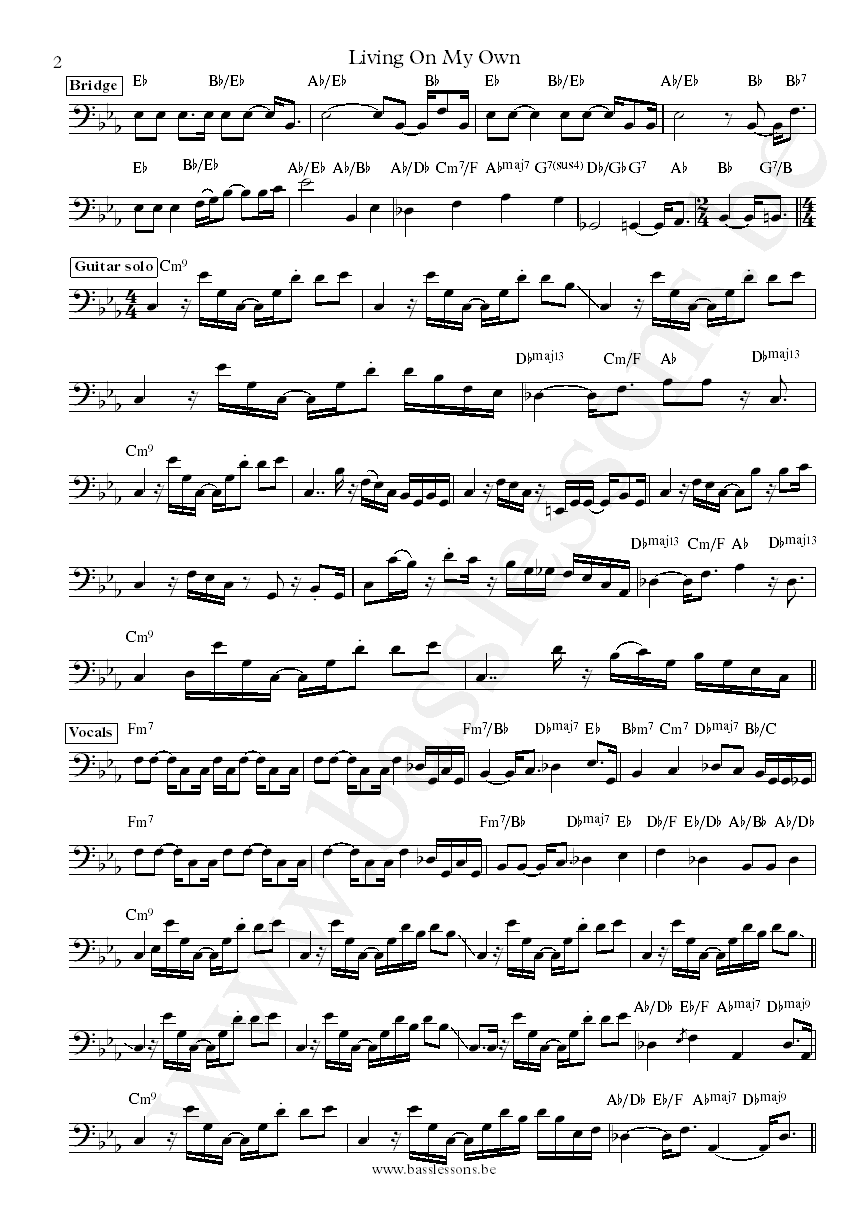 Ambrosia Living on My Own Joe Puerta bass transcription part 2