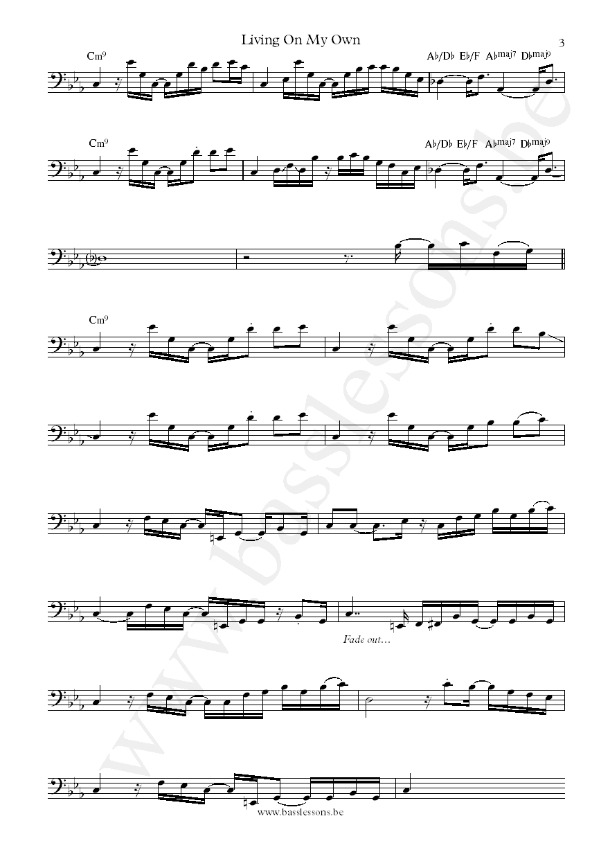 Ambrosia Living on My Own Joe Puerta bass transcription part 3