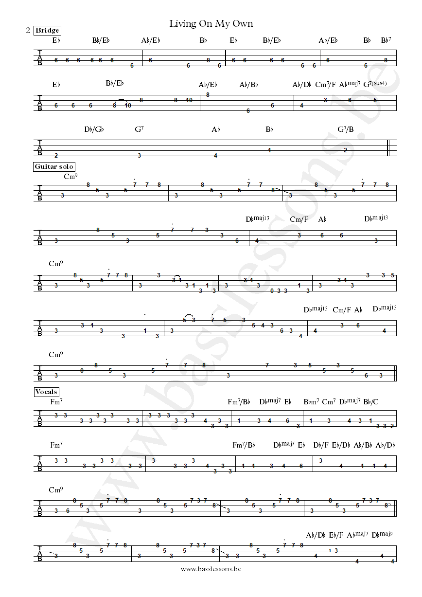 Ambrosia Living on My Own Joe Puerta bass tab part 2
