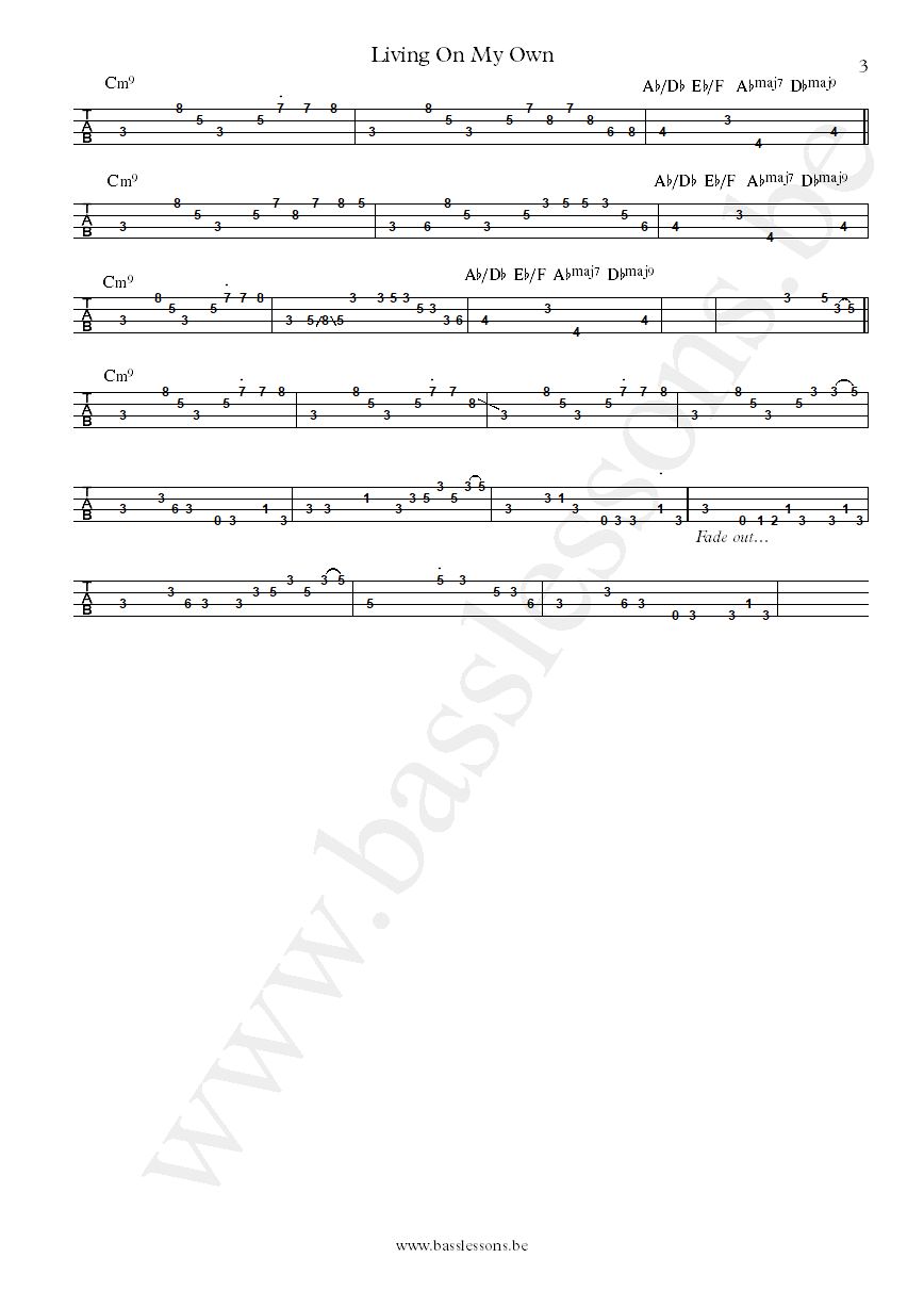 Ambrosia Living on My Own Joe Puerta bass tab part 3