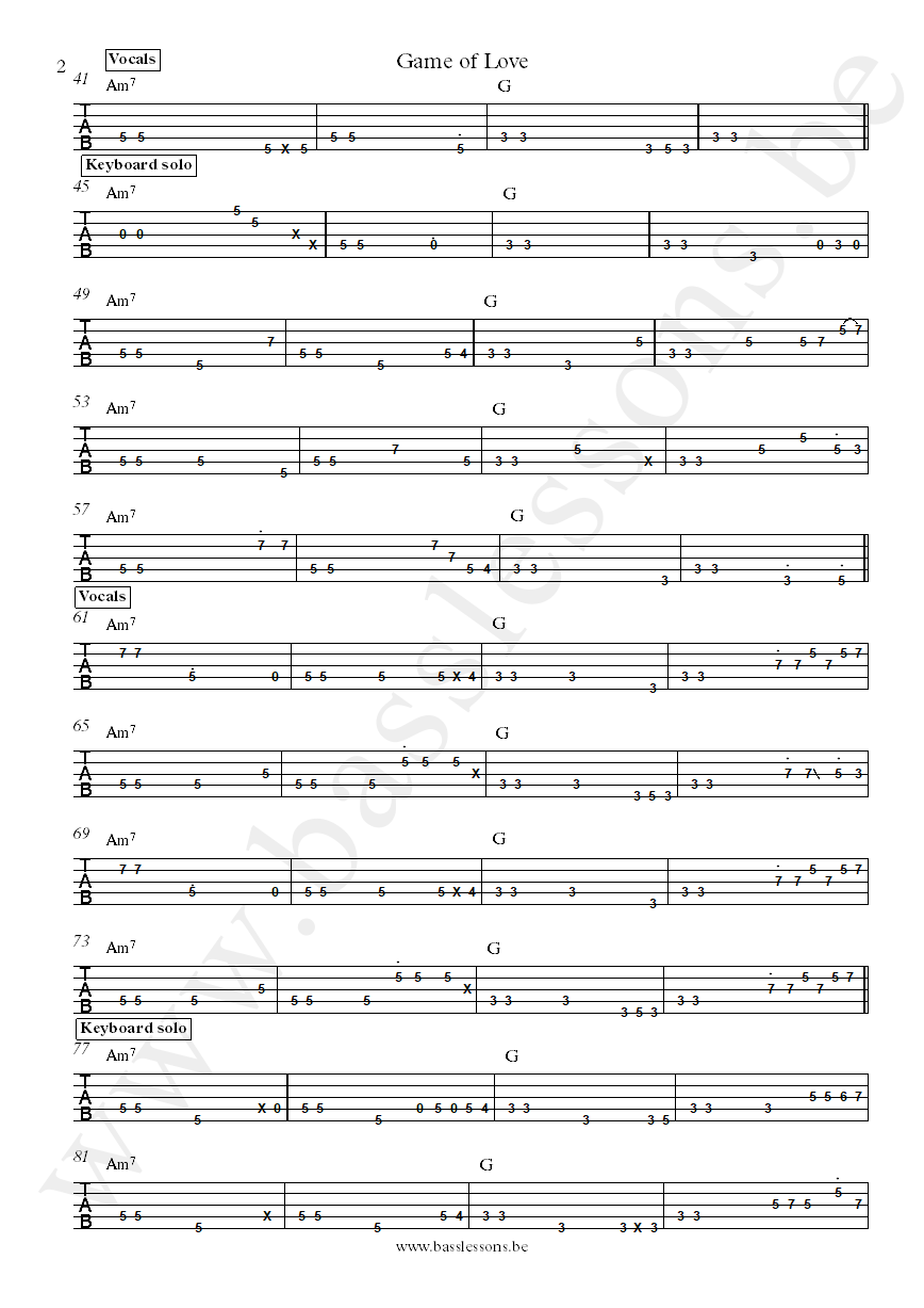 Daft Punk The Game Of Love Nathan East bass tab part 2