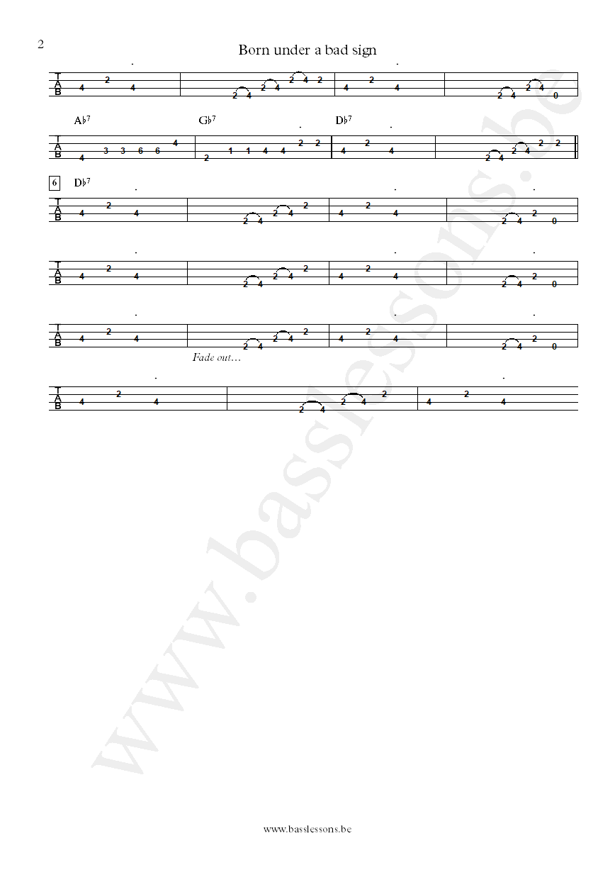 Etta James Born under a bad sign Sametto James bass tab part 2