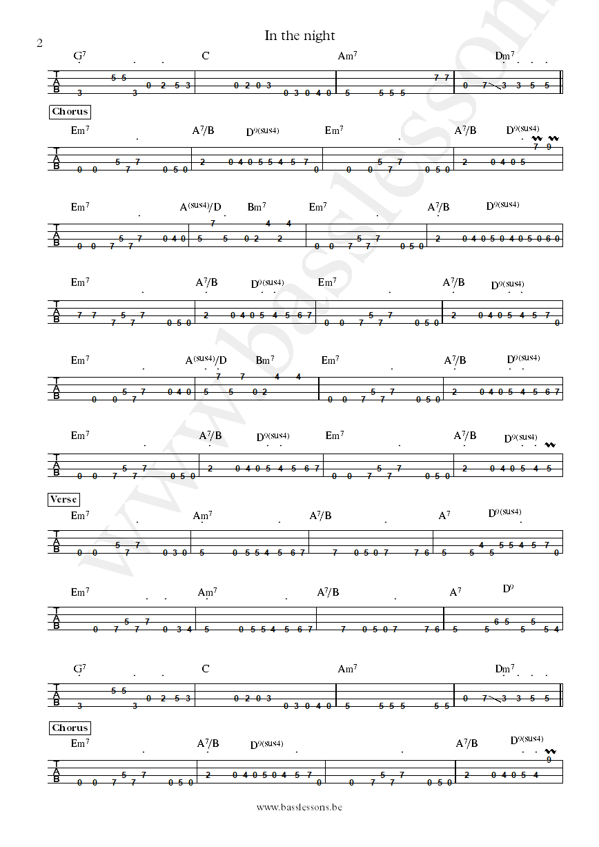 Delegation In the Night Jon Plote bass tab part 2