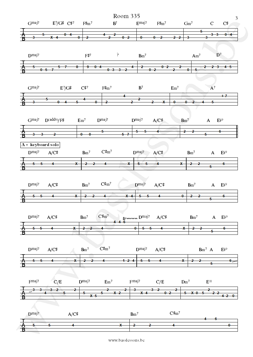 Larry Carlto Room 335 Abraham Laboriel bass tab part 3