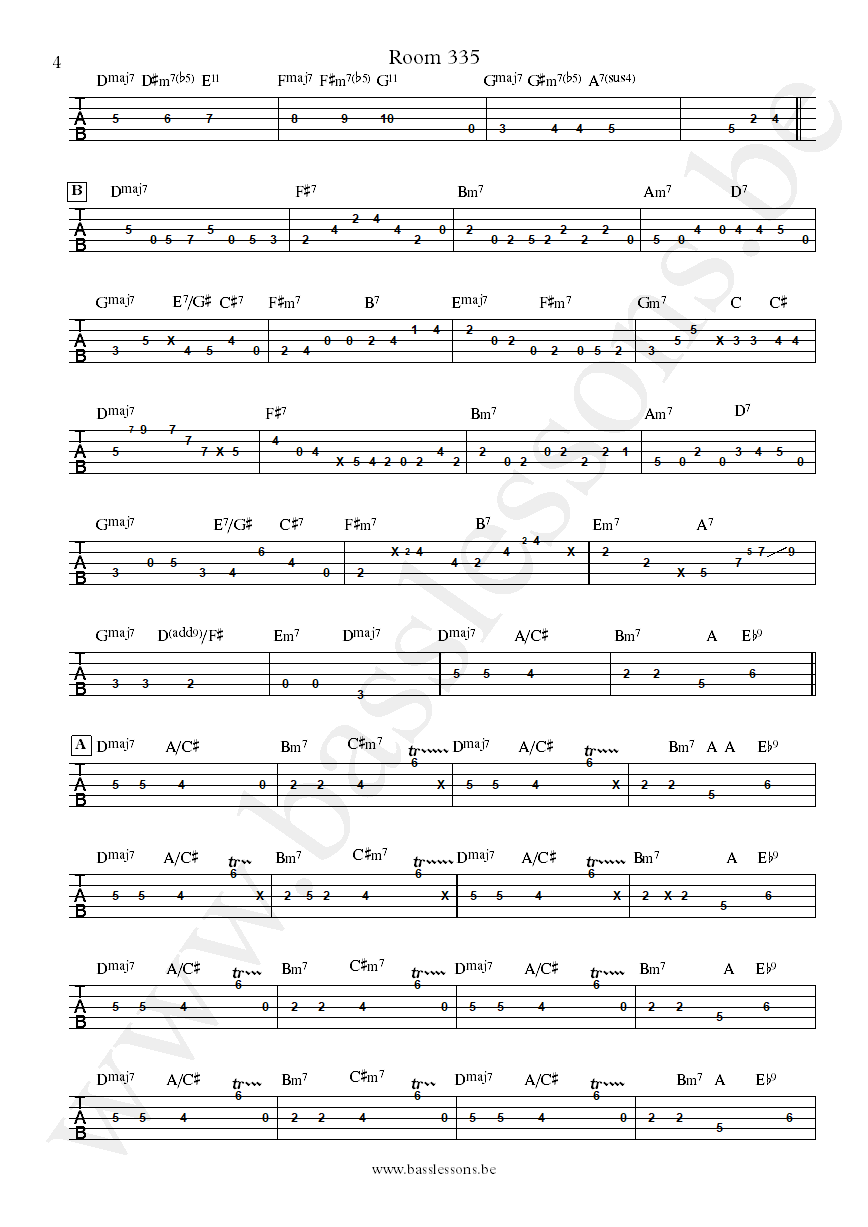 Larry Carlto Room 335 Abraham Laboriel bass tab part 4