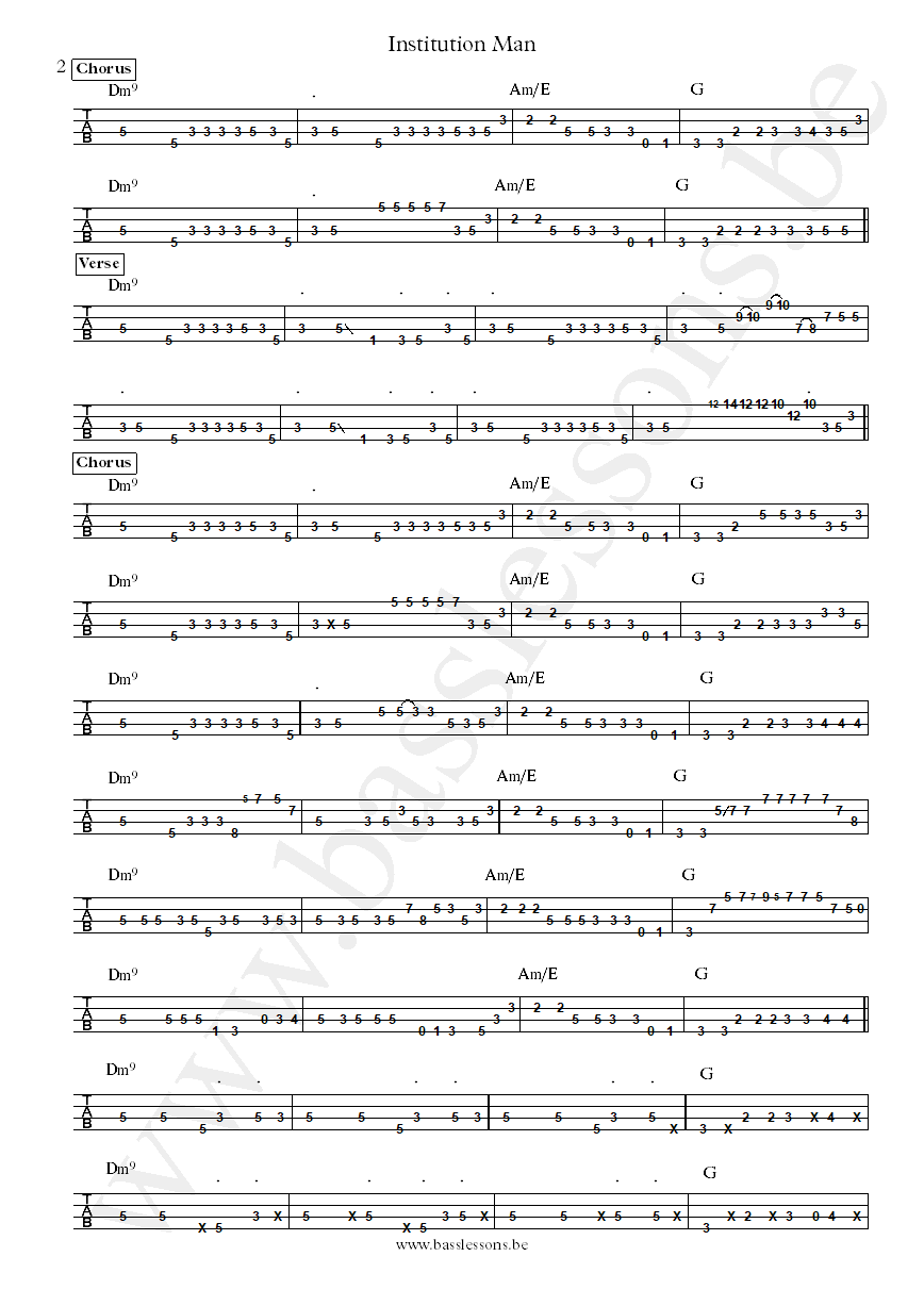 Mother earth Institution man Neil Corcoran bass tab part 2