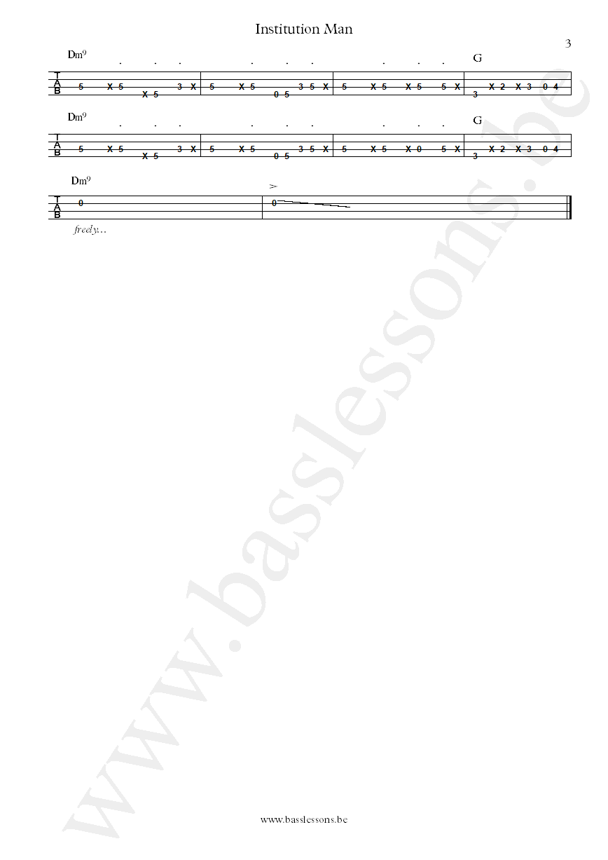 Mother earth Institution man Neil Corcoran bass tab part 3