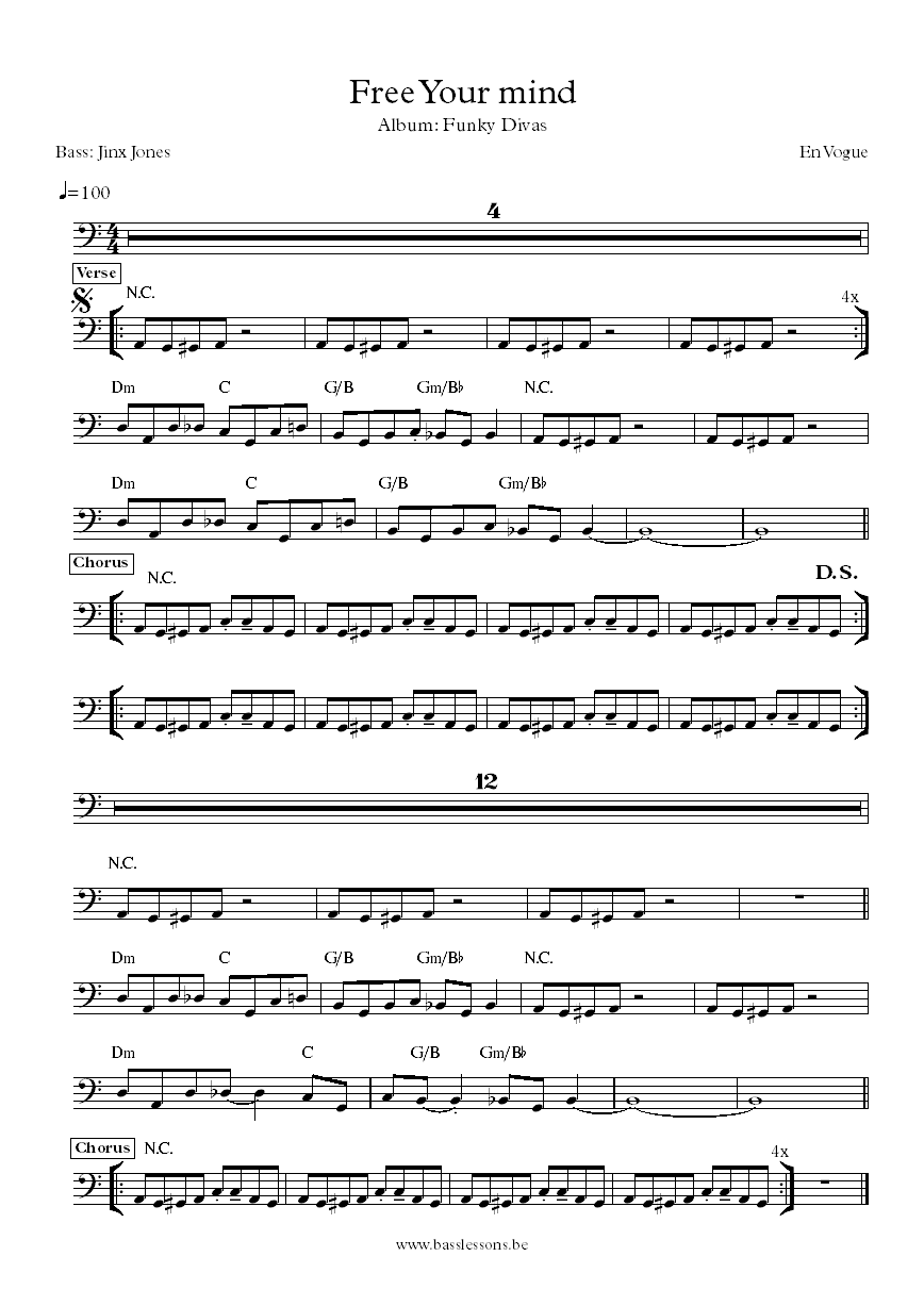 En Vogue Free your mind bass transcription