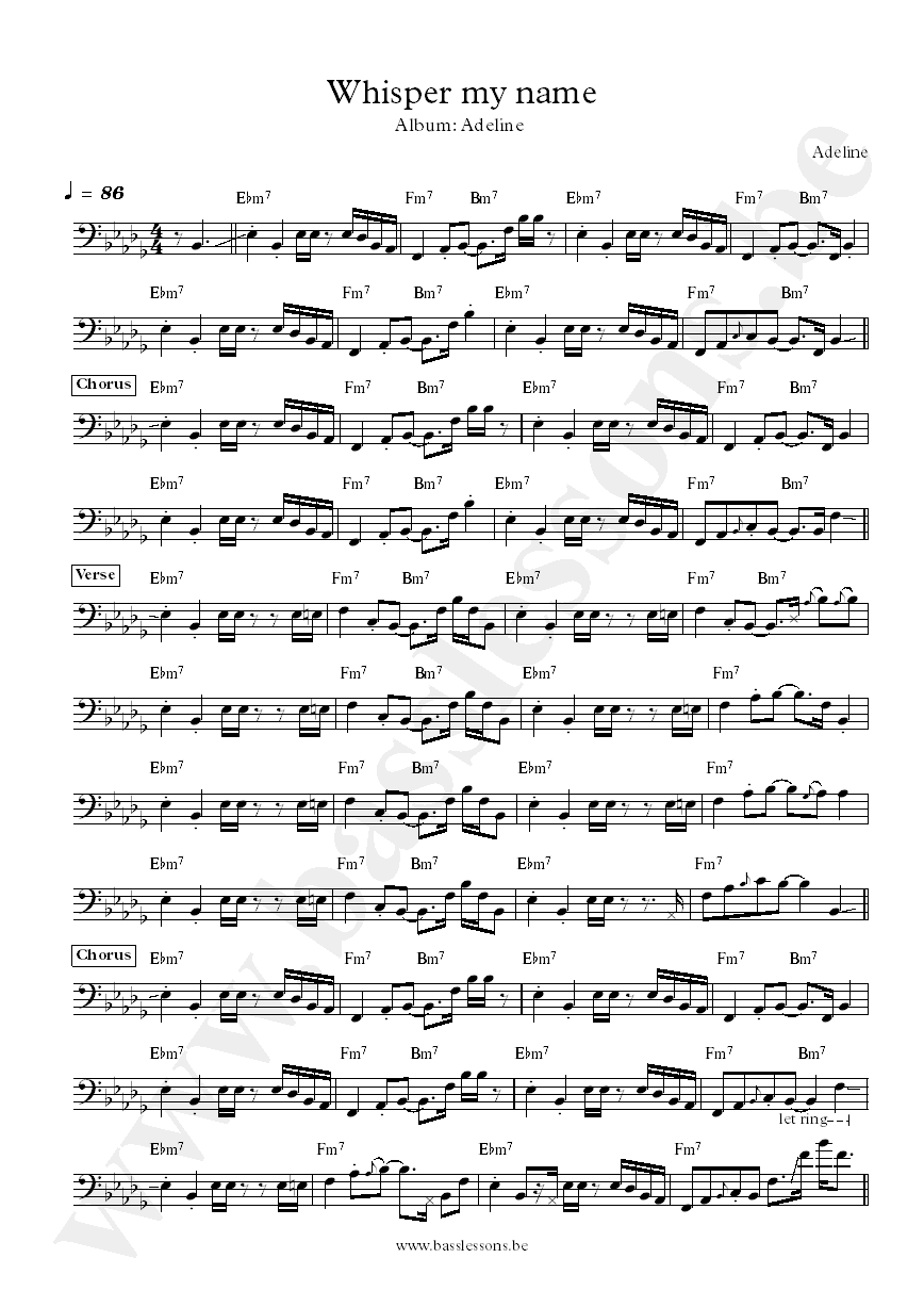 Adeline Whisper my name bass transcription