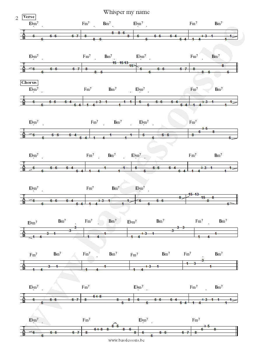 Adeline Whisper my name bass tab part 2