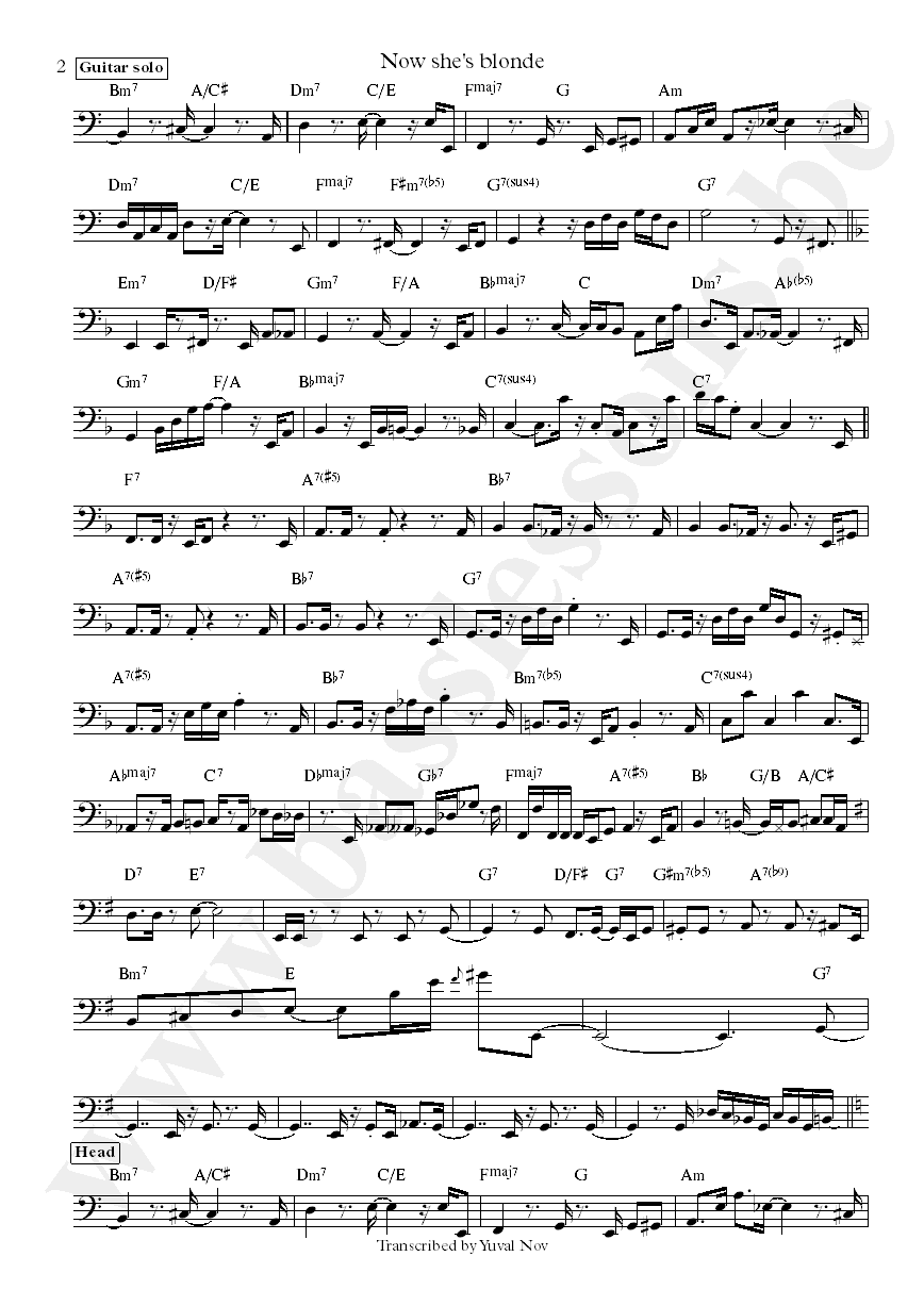 John Scofield Now shes blonde Gary Granger bass transcription part 2