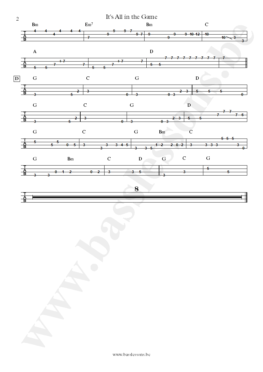 Van Morrison Its All in the Game David Hayes bass tab part 2