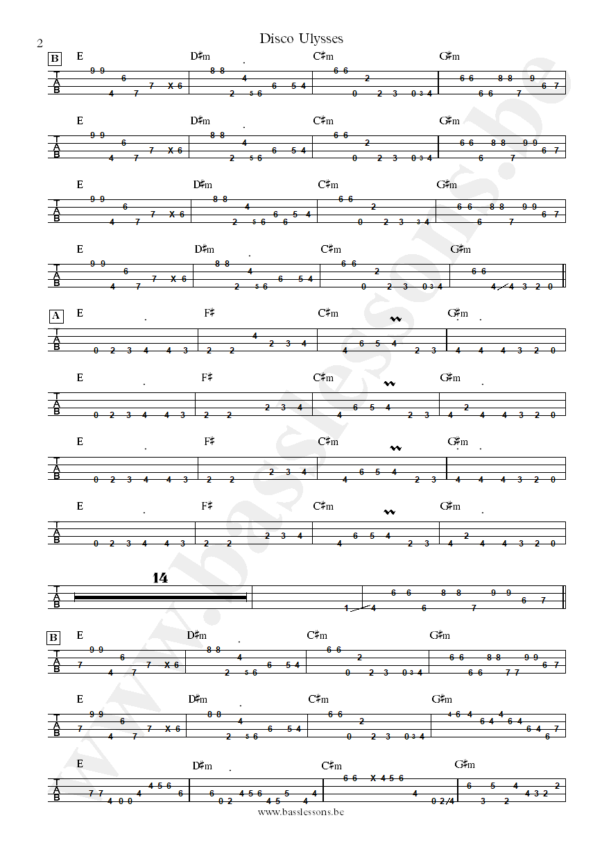 Vulfpeck Disco Ulysses Joe Dart bass tab part 2