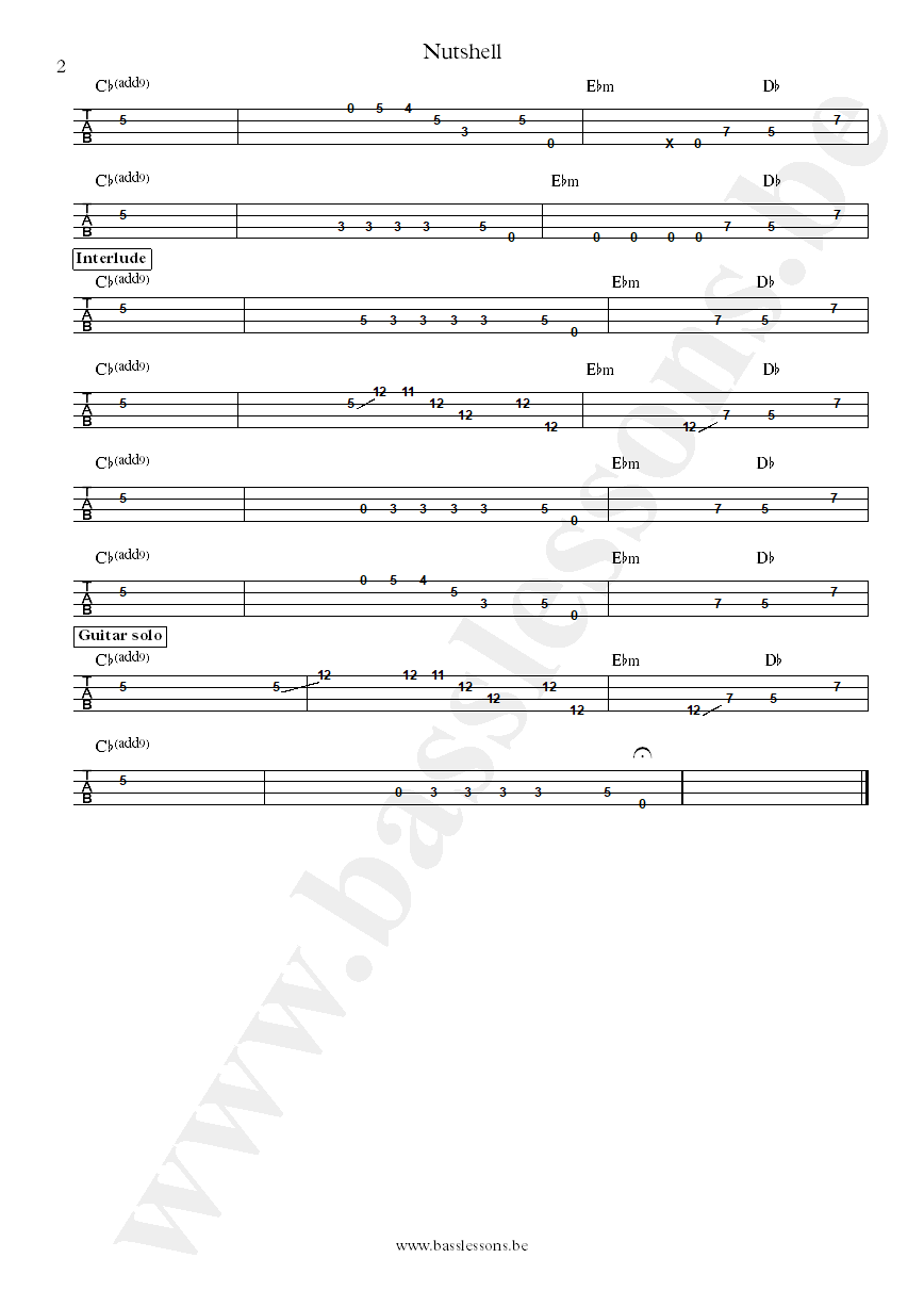 Alice in Chains Nutshell Mike Inez bass tab part 2