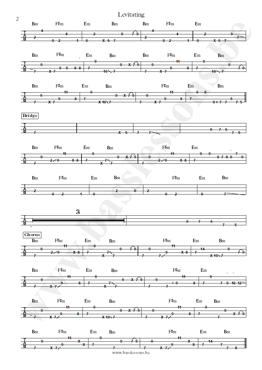 Dua Lipa Levitating bass tab part 2