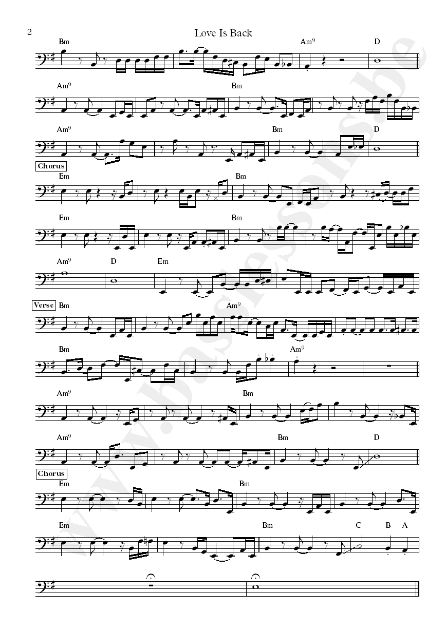 Celeste Love Is Back Jamien Nagadhana bass transcription part 2