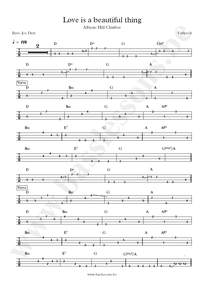 Vulfpeck Love is a Beautiful Thing Joe Dart bass tab
